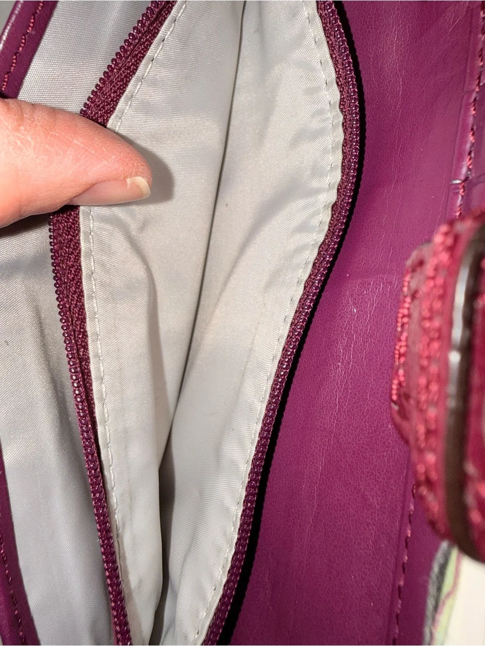 Glossy Plum Leather Clutch Wallet - coach